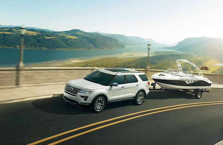 2019 Ford Explorer driving over a bridge
