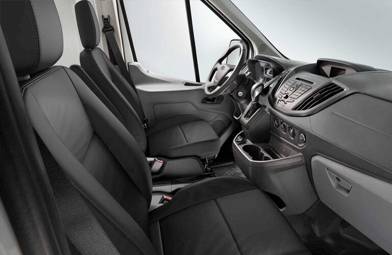 Front seats and dashboard of the 2019 Ford Transit