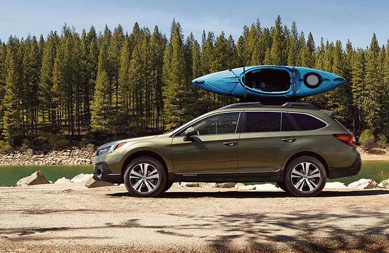 2019 Subaru Outback with a kayak on the roof