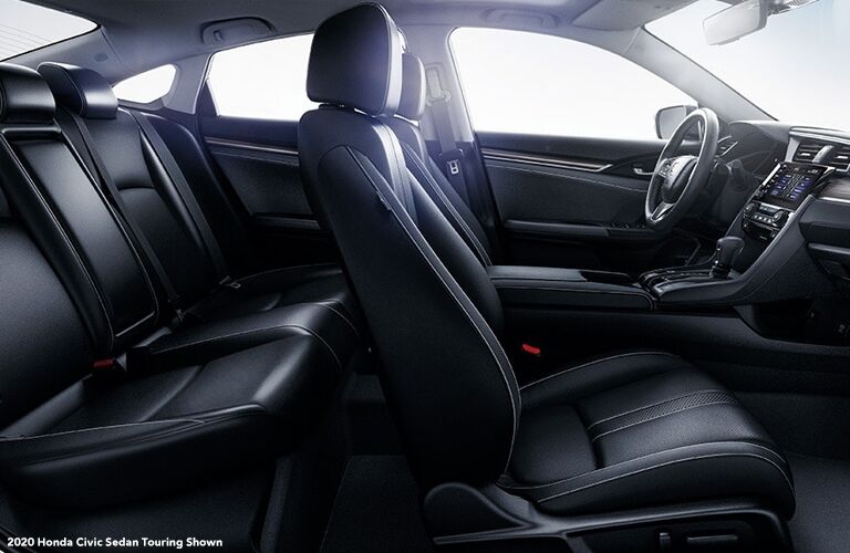 View of the seats in the 2020 Honda Civic Touring sedan