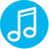 Blue dot with music icon