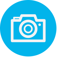 Blue dot with camera icon