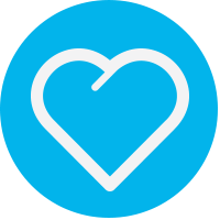 Blue dot with heart icon
