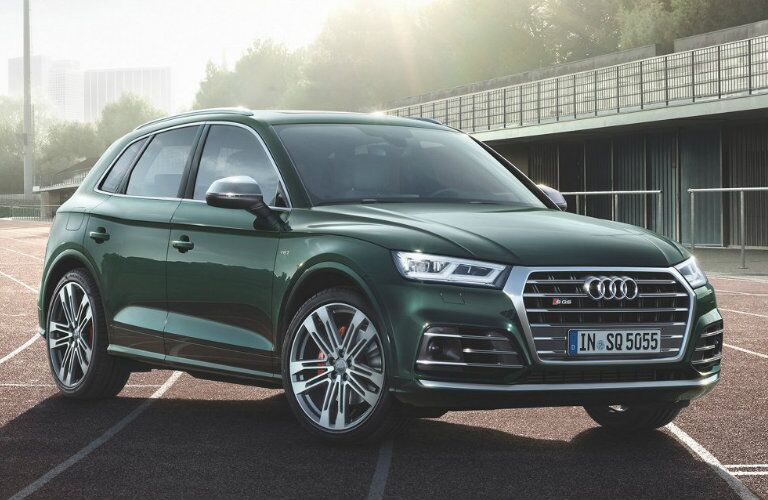 dark green Audi SQ5 parked on track
