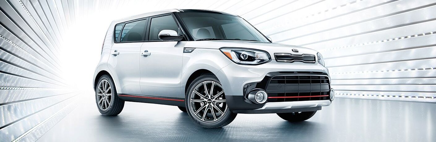 Silver-colored 2019 Kia Soul with backlighting