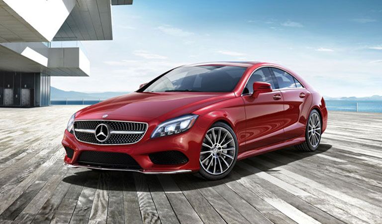 side view of a red 2018 Mercedes-Benz CLS