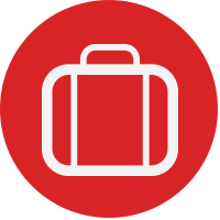 Red dot with luggage icon