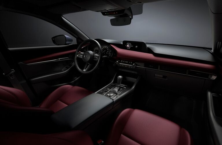 2019 Mazda3 red leather interior