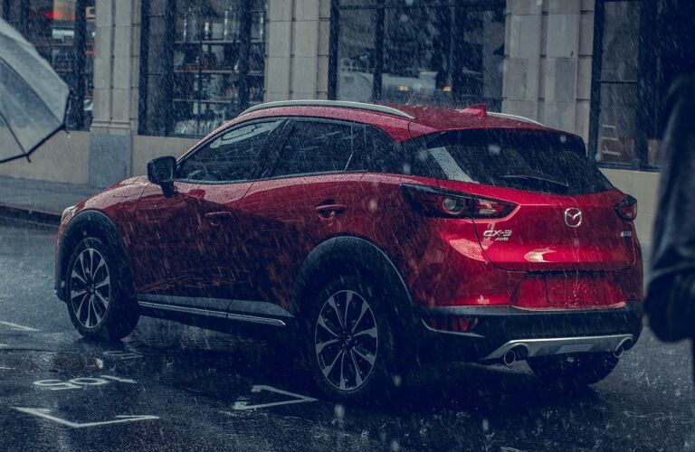 2019 Mazda CX-3 red side view in the rain