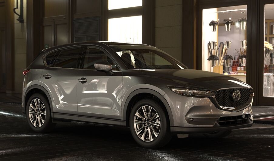 2019 Mazda CX-5 gray side view at night