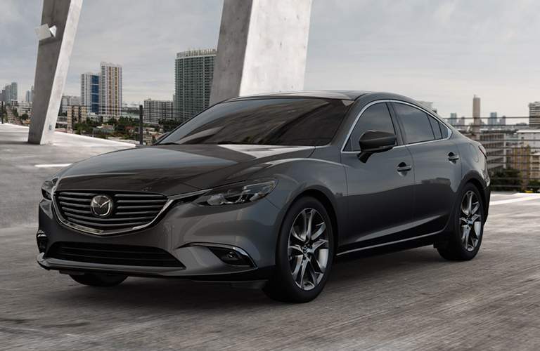 black mazda6 in parking ramp