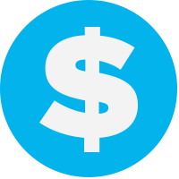 light blue dollar sign icon