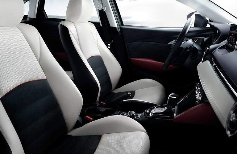 2017 Mazda CX-3 Interior View of Front Seating in White and Black