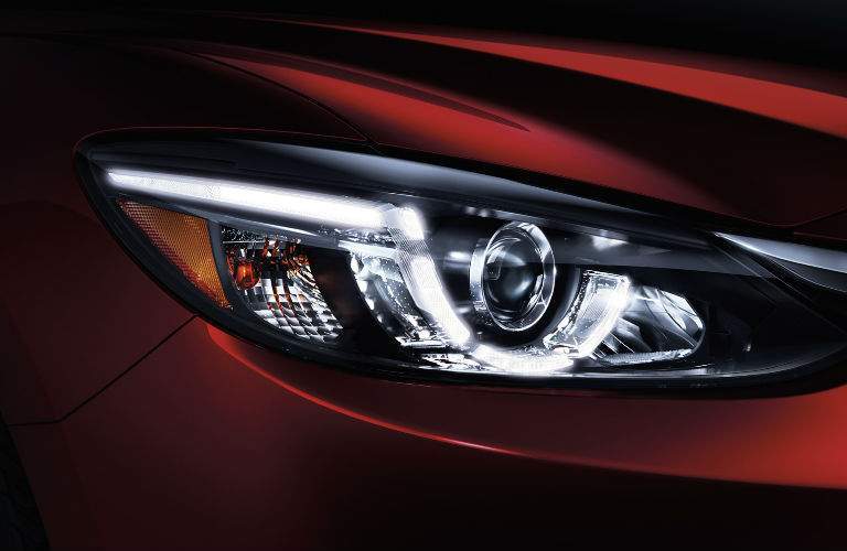 2017.5 Mazda6 Headlight View with Red Exterior Coloring