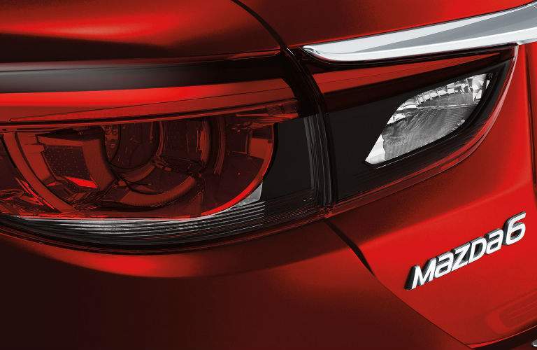 2017.5 Mazda6 Rear End View of Tailight with Mazda6 Emblem on Red Exterior