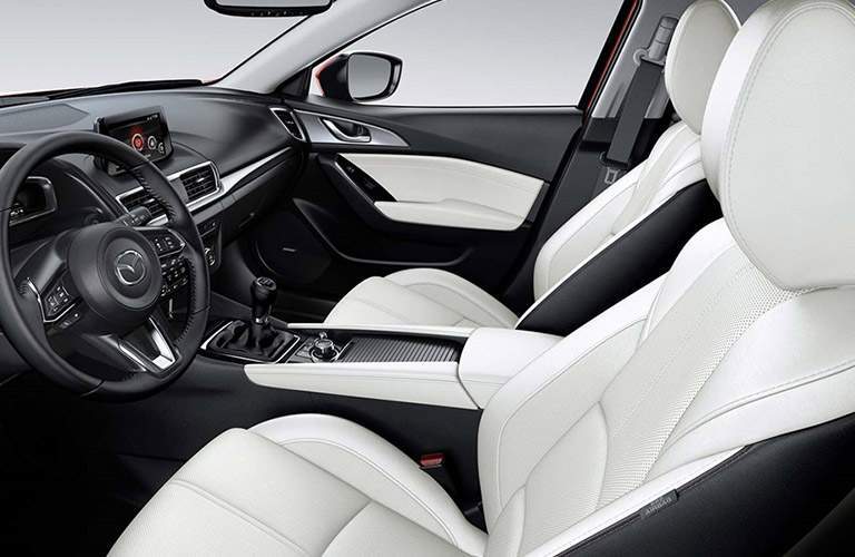 Interior View of Front Seating in 2018 Mazda3 5-Door in White