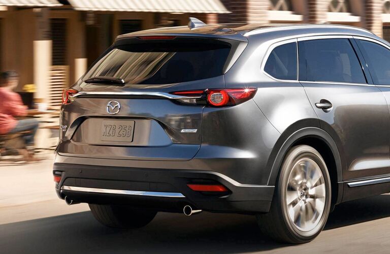 Gray 2019 Mazda CX-9 Rear Exterior on a City Street