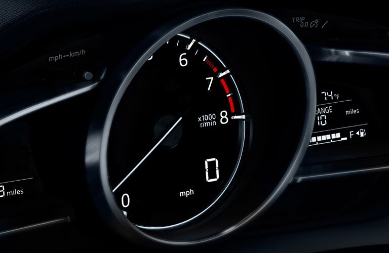 A photo of the tachometer in the 2018 Mazda3.