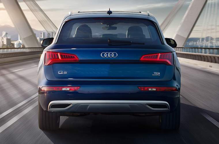Rear End Exterior View of Blue Audi Crossover
