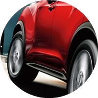 red 2017 Nissan Juke wheels closeup