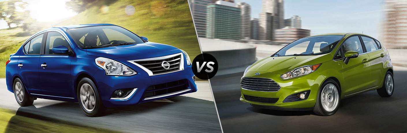 2018 Nissan Versa and 2018 Ford Fiesta side by side