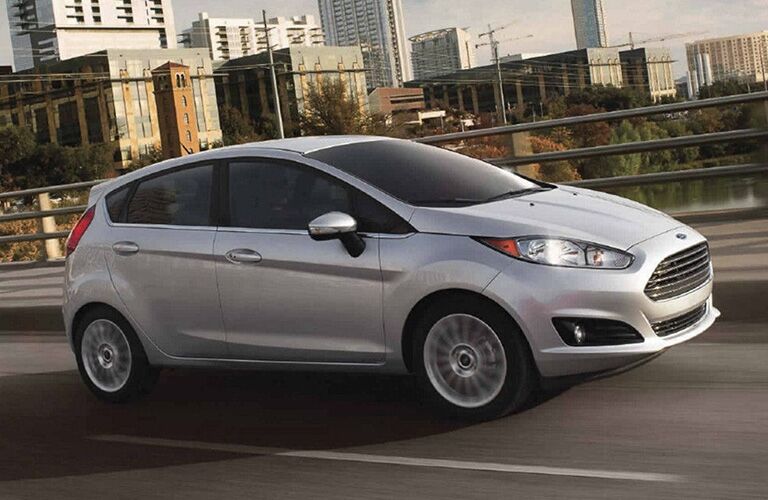 2018 Ford Fiesta driving on city bridge