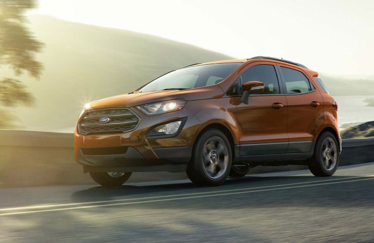 2018 Ford EcoSport driving with the sun setting