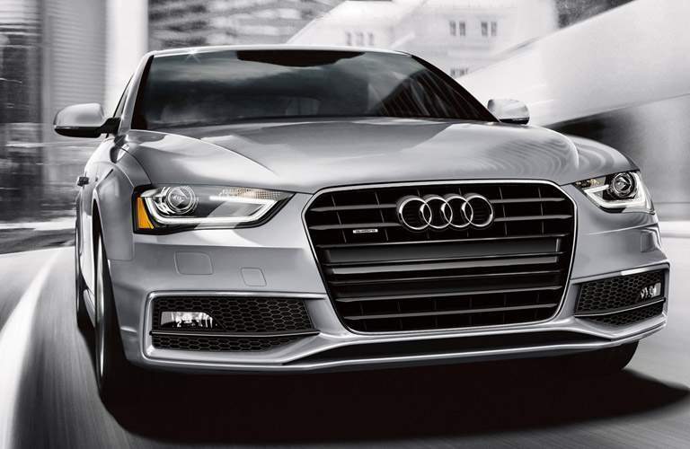 silver Audi A4 front view