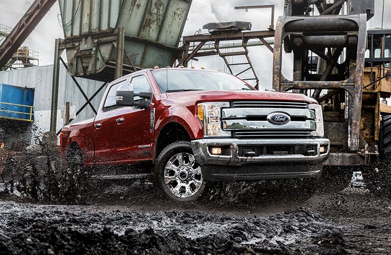 red 2019 Ford Super Duty F-250 XL in mud