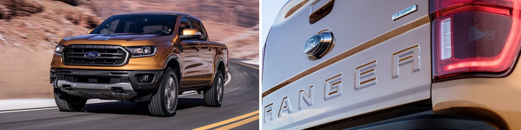 2019 ford ranger driving and rear view