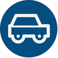 White car icon in blue circle