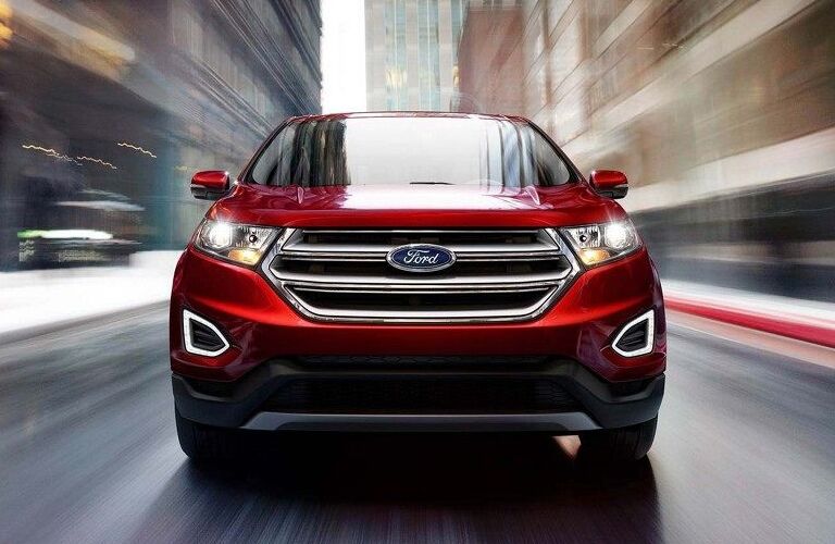 2018 Ford Edge red front view with grille