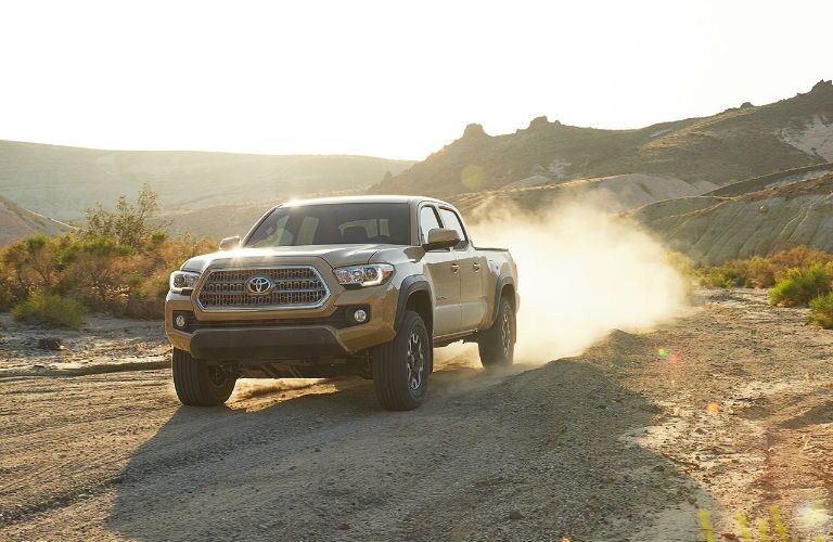 View of 2017 Toyota Tacoma Front End and Side View in Tan