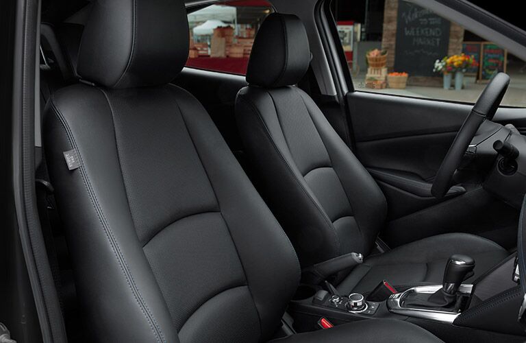 Front Seating in the 2019 Toyota Yaris Sedan in Black Coloring