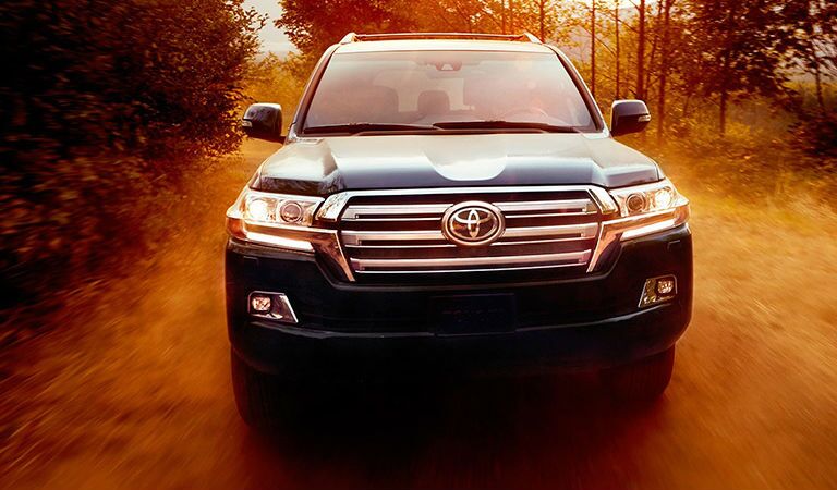 Front view of black 2019 Toyota Land Cruiser