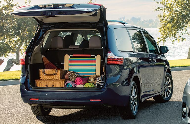 2020 Toyota Sienna cargo space filled with picnic supplies