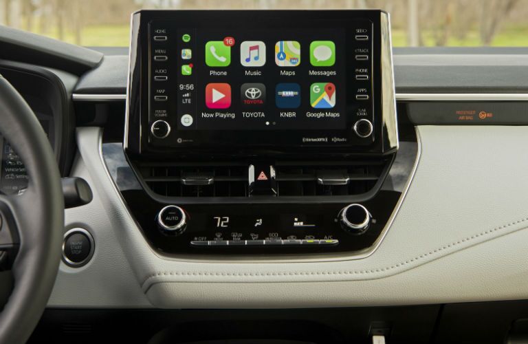 A photo of the touchscreen used by later versions of the certified pre-owned Toyota Corolla.