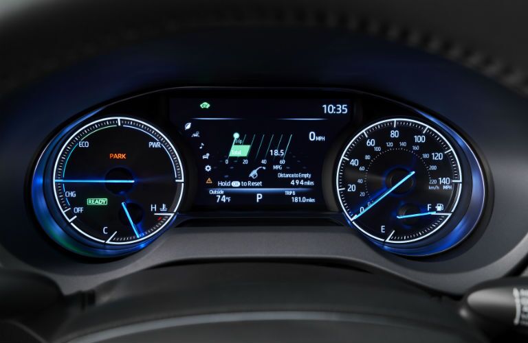 A photo of the digital gauge cluster used in the 2021 Toyota Venza.