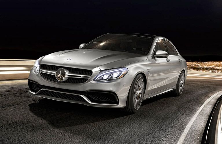 2017 Mercedes-Benz C-Class sedan driving at night