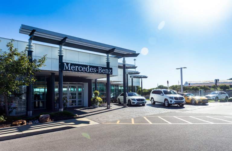 exterior view of the Mercedes-Benz facility of Aristocrat Motors in Merriam KS
