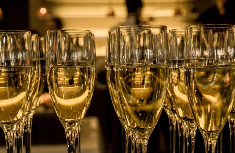 glasses of golden champaign