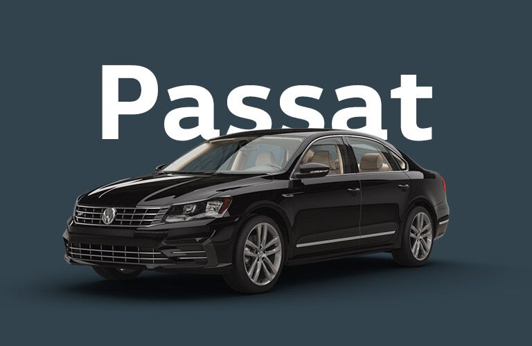 black Volkswagen Passat with dark blue background