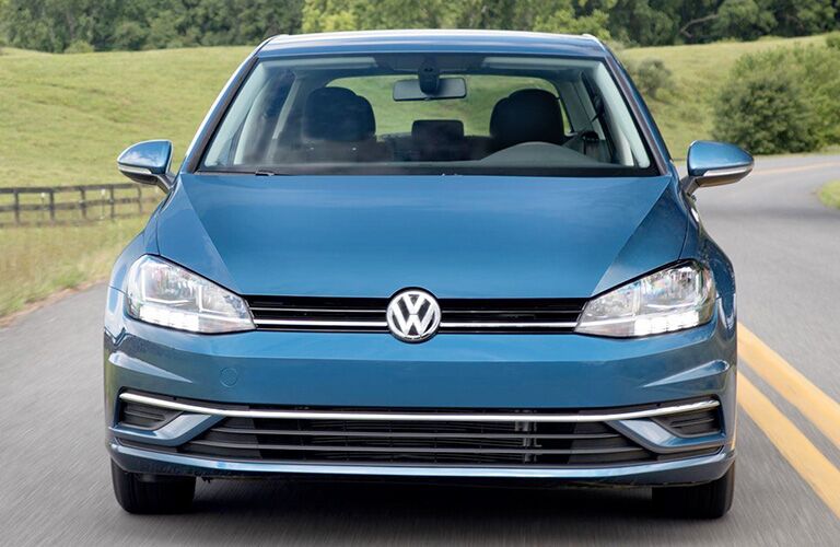 Front profile of blue 2018 Volkswagen Golf