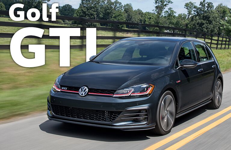 black Volkswagen Golf GTI with Golf GTI title
