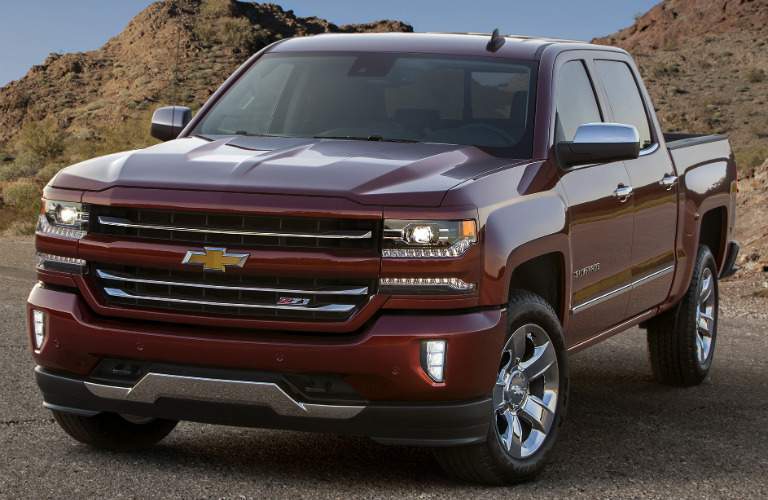 2017 Chevy Silverado red side view