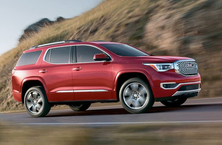 2018 GMC Acadia Denali red side view