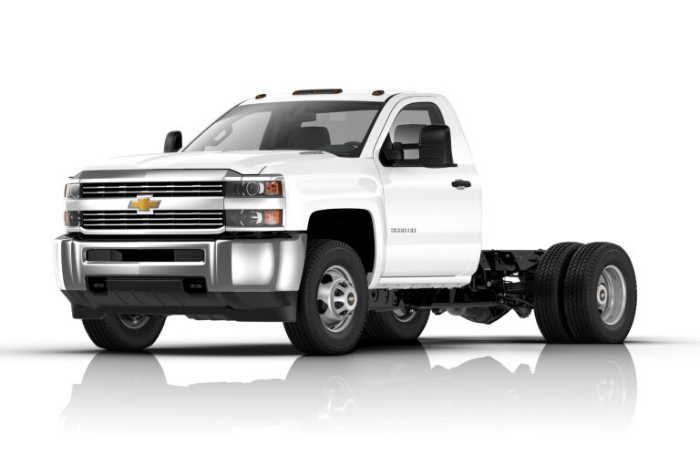 2018 Chevy Silverado Chassis Cab white side view