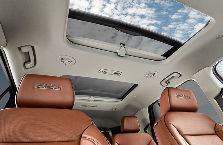 2019 Chevy Traverse High Country interior tan seats and sunroof