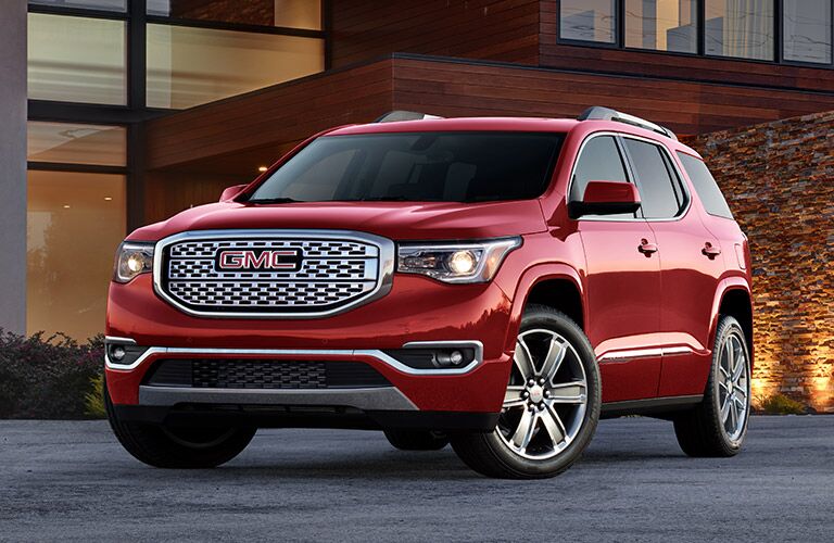 2019 GMC Acadia Denali red front view