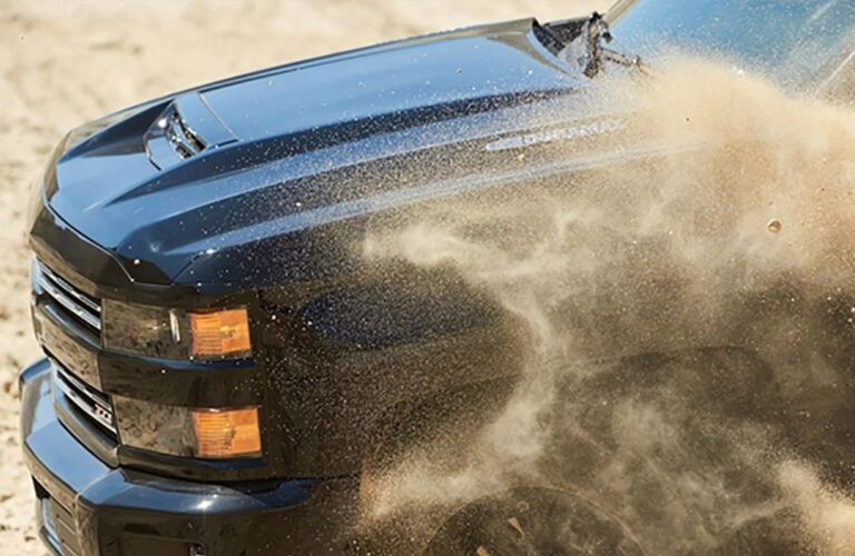 2019 Chevy Silverado 2500HD black hood in sand